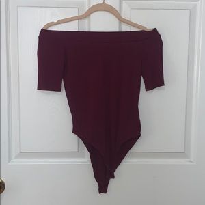 Ribbed off the shoulder body suit